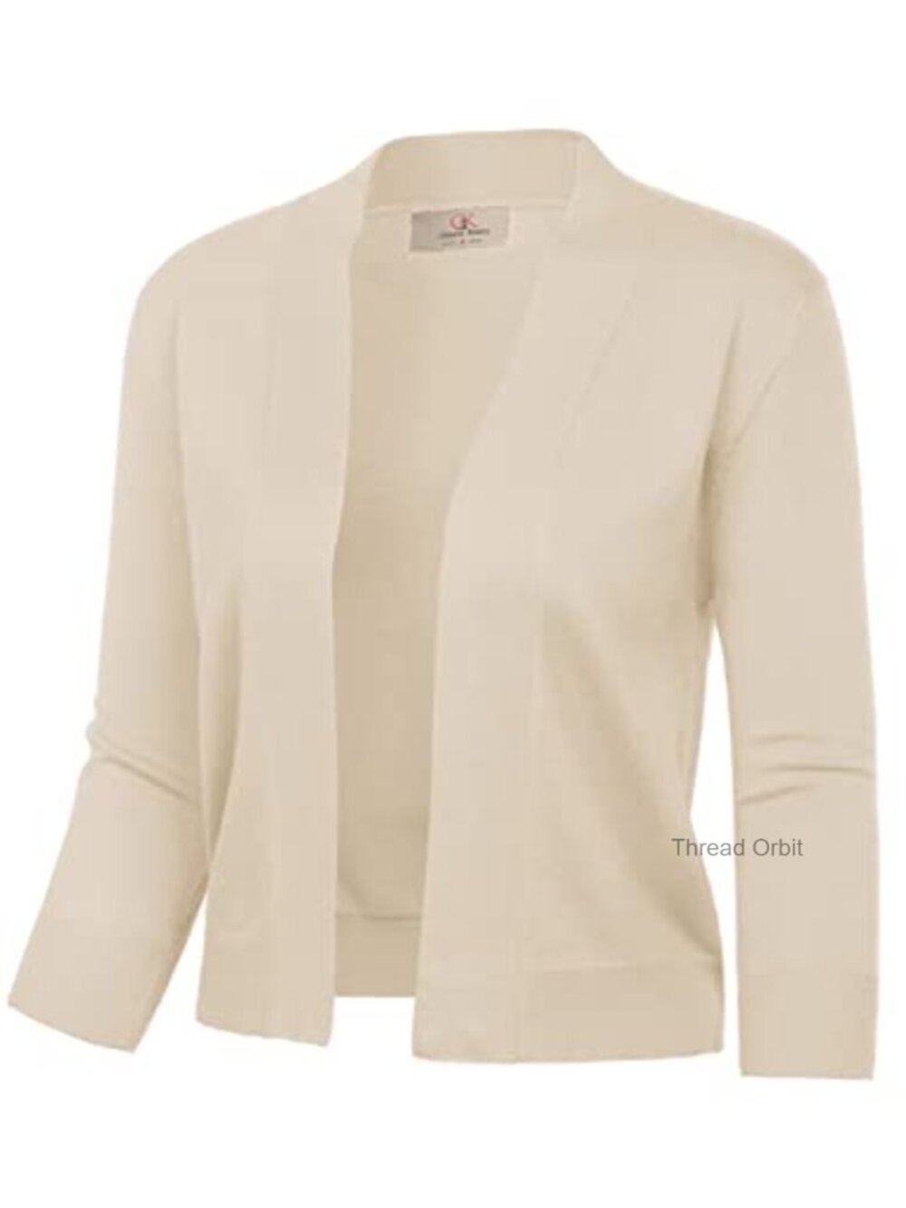 Womens 3/4 Sleeve Knit Cropped Cardigan Open Front Bolero Shrug